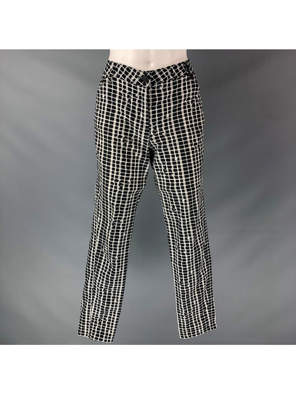 KENZO Size 4 Black & White Cotton Print Jeans